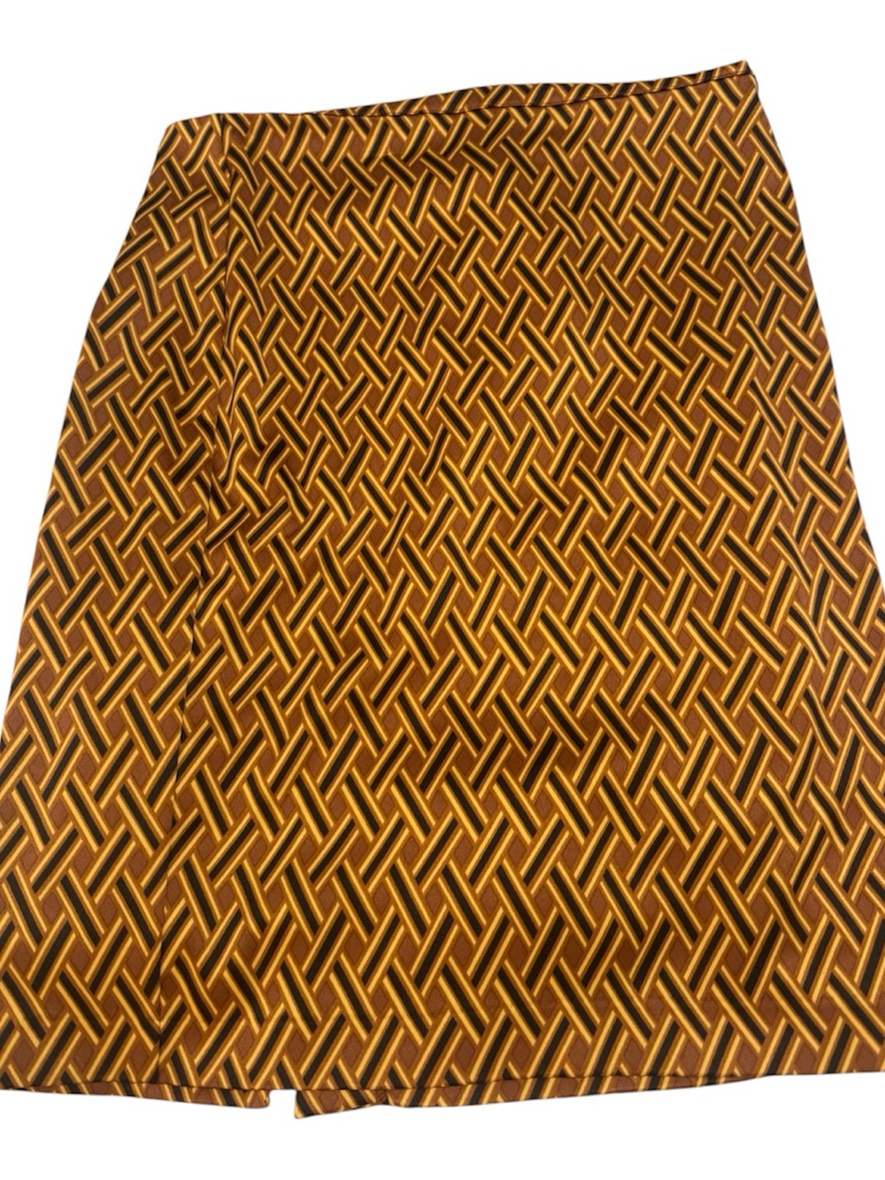 Vintage New York & Company Brown and Gold Geometric A-Line Skirt